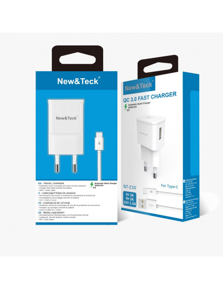 Chargeur Rapide USB vers Type C 3.0 QC