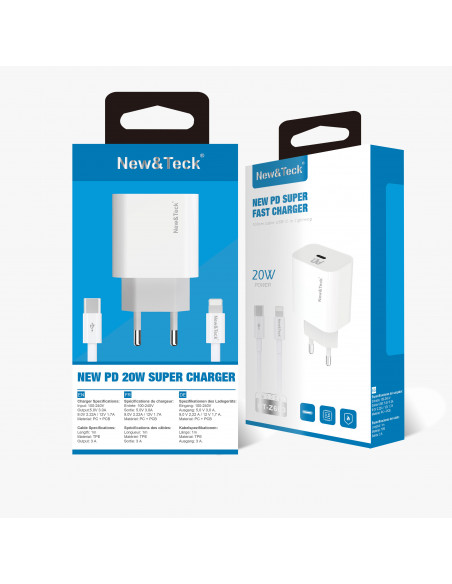 PD Chargeur Rapide 20W USB C vers Lightning