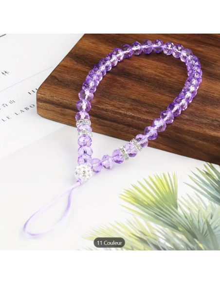 Bracelet Perle de Cristal Pour Téléphone